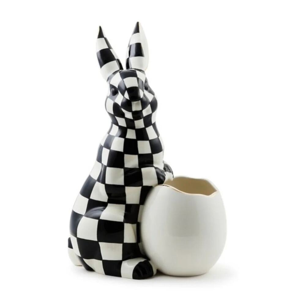 NEW Mackenzie-Childs White Rabbit Ceramic Large Bunny Vase 16in Easter Decor